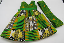 Load image into Gallery viewer, Authentic African 2 Pc Block Print 18" Doll Dress: Kelly Green