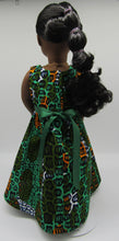 Load image into Gallery viewer, Authentic African 2 Pc Block Print 18" Doll Dress: Muted Green