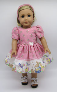 18" Doll Easter Border Print Dress: Pink
