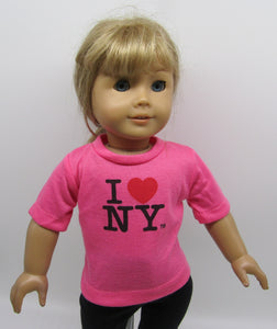 18" Doll I Heart NY T-Shirt: Hot Pink