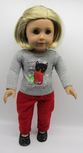 Load image into Gallery viewer, 18&quot; Doll Christmas Kitty T-Shirt &amp;  Red Flannel Pants
