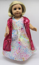 Load image into Gallery viewer, 18&quot; Doll Glittery Long Dress &amp; Sequin Arm Scarf: Hot Pink
