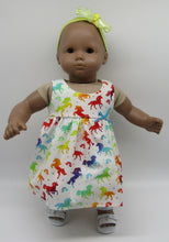 Load image into Gallery viewer, 15&quot; Bitty Baby Rainbow Unicorn Sundress Dress
