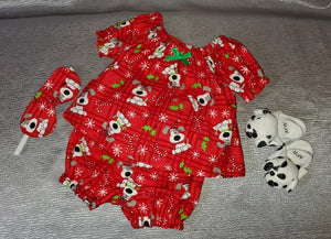 18" Doll Pajamas 3 Pc: Christmas Puppy-Print