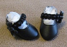 Load image into Gallery viewer, 14&quot; Wellie Wisher Doll Lace &amp; Pearl Shoes: Black
