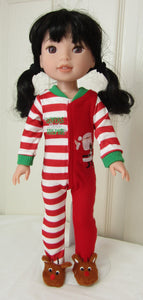 14" Wellie Wisher Doll Christmas Onesie