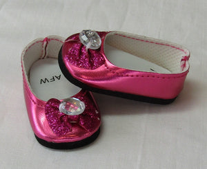 14" Wellie Wisher Doll Shiny Shoes w Gem: Hot Pink