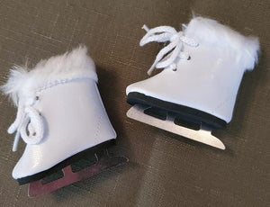14" Wellie Wisher Doll Ice Skates: White