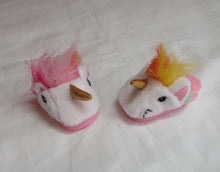 Load image into Gallery viewer, 14&quot; Wellie Wisher Doll Slippers: Unicorn
