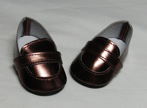 18" Doll Loafers: Metallic Brown