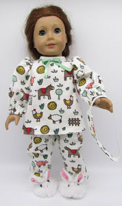 18" Doll Pajamas 3 Pc: Farm Animals