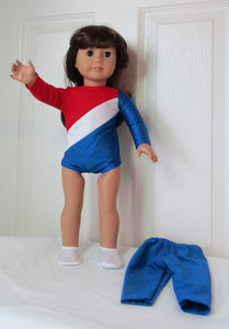18" Doll Gymnastics Leotard 3 Pc Set: Team USA