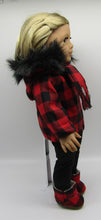 Load image into Gallery viewer, 18&quot; Doll Buffalo Plaid 4 Piece Outfit: Red
