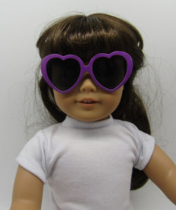 18" Doll Heart-Shaped Sunglasses: Purple