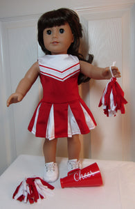 18" Doll Cheer 5 Pc Outfit: Red
