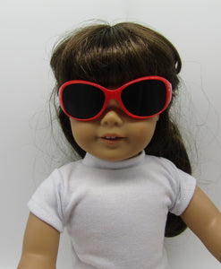 18" Doll Sunglasses w Peace Symbols: Red