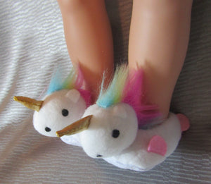 18" & 15" Doll Unicorn Slippers