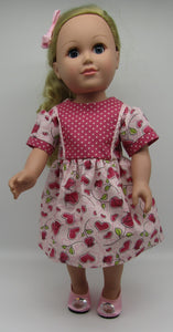 18" Doll Hearts & Rosebuds Dress: Pink