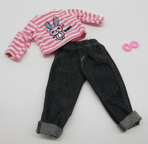 14" Wellie Wisher Doll Bunny T-Shirt & Jeans