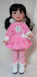 14" Wellie Wisher Doll Snowflake Tunic & Leggings: Pink