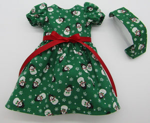 14" Wellie Wisher Doll Snowman Christmas Dress