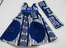 Load image into Gallery viewer, Authentic African 2 Pc Block Print 18&quot; Doll Dress: Royal Blue
