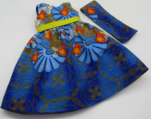 Load image into Gallery viewer, Authentic African 2 Pc Block Print Dress 18 inch Doll: Blue Border
