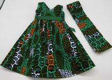 Load image into Gallery viewer, Authentic African 2 Pc Block Print 18&quot; Doll Dress: Muted Green
