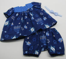 Load image into Gallery viewer, 15&quot; Bitty Baby Yoked Hanukkah 3 Pc Outfit
