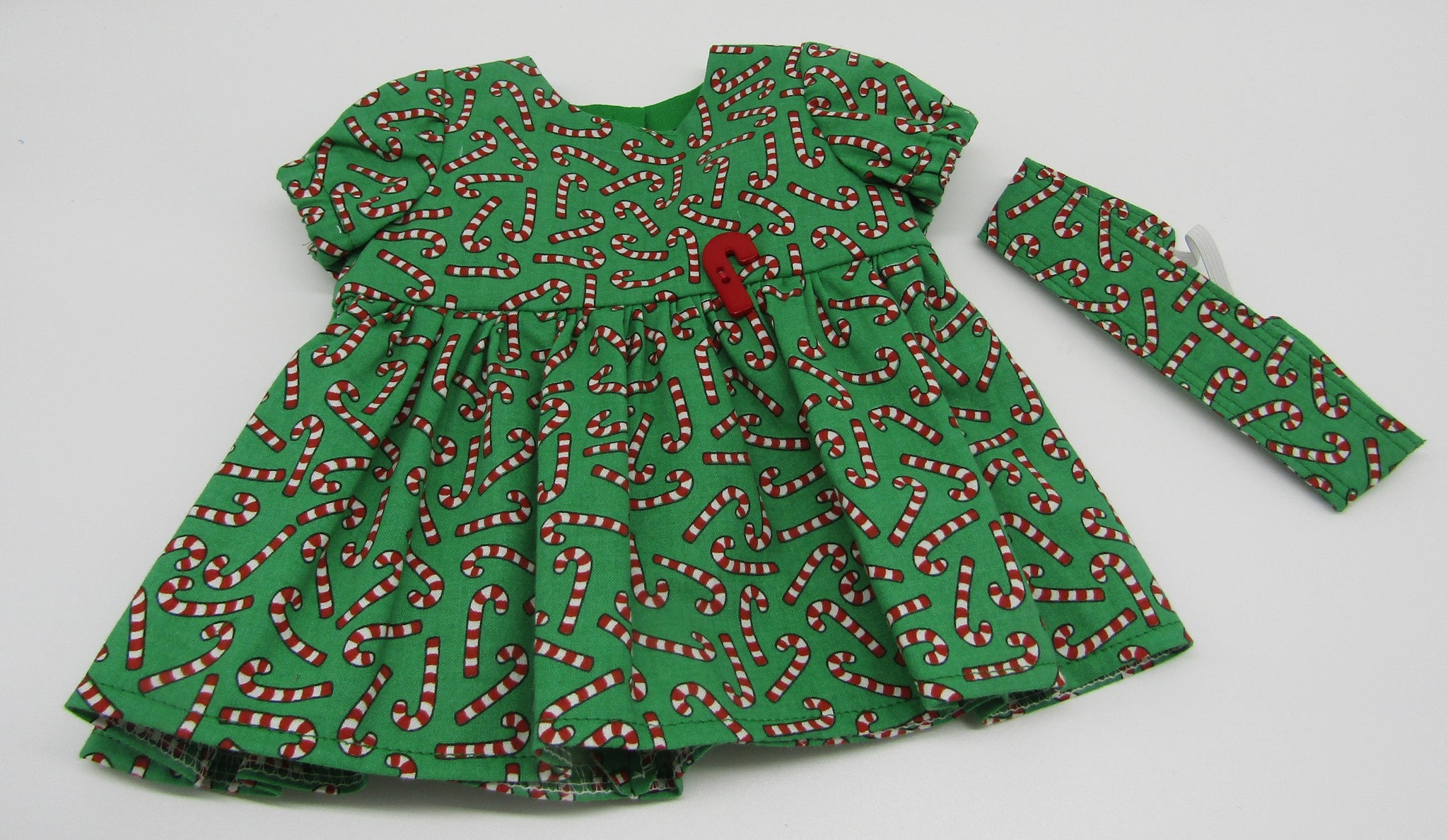 Bitty Baby 15 inch Doll Candy Cane Dress: Green Handmade Designs for Dolls Bitty Baby 15 inch Doll Candy Cane Dress: Green Handmade Designs for Dolls