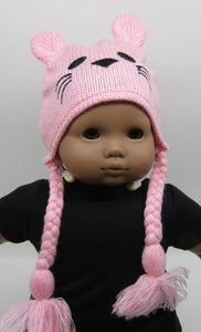 18" & 15" Doll Knit Bunny Hat: Pink