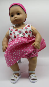15" Bitty Baby 3 Pc Outfit: Strawberries & Dots