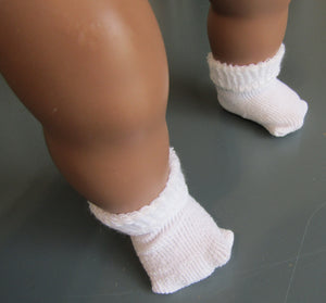Fold-over Socks 18 & 15 inch Doll: White