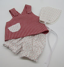 Load image into Gallery viewer, 15&quot; Bitty Baby 3 Pc Sunsuit: Red &amp; White
