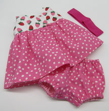 Load image into Gallery viewer, 15&quot; Bitty Baby 3 Pc Outfit: Strawberries &amp; Dots
