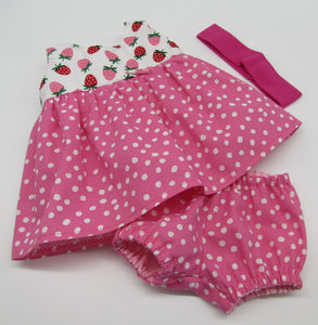 15" Bitty Baby 3 Pc Outfit: Strawberries & Dots