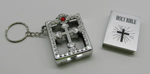 Miniature Bible Keychain w Red Jewel