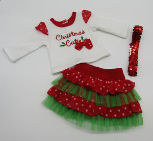18" Doll Christmas Cutie 3 Pc Skirt Outfit