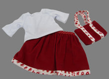 Load image into Gallery viewer, Christmas Skirt Combo w Tote Bag 18 inch Doll 3 Pc: Red &amp; White
