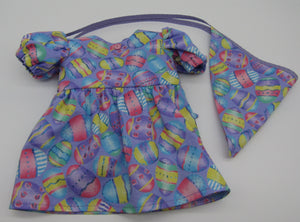 18" Doll Easter Egg-Print Dress w Headscarf