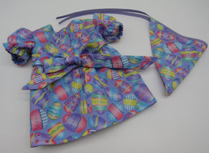 18" Doll Easter Egg-Print Dress w Headscarf