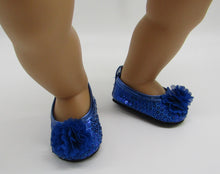 Load image into Gallery viewer, Sequin 18 &amp; 15 inch Doll Dress Shoes: Royal Blue
