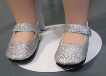 Load image into Gallery viewer, Wellie Wisher (14" Doll) Sparkly T-Strap Shoes: Silver
