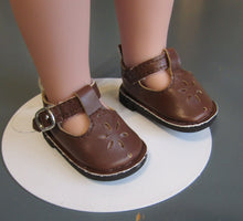 Load image into Gallery viewer, Wellie Wisher 14 inch Doll Buckle Shoes w Sunburst Cutout: Brown
