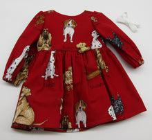 Load image into Gallery viewer, 18&quot; Doll Long Sleeved Dog-Print Dress: Red
