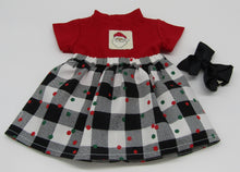 Load image into Gallery viewer, Santa Skirt Combo w Hand Embroidery 18 inch Doll 3 Pc: Red, Black and White
