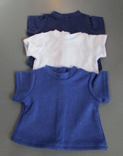 Load image into Gallery viewer, Basic T-Shirt in 3 Colors: 18 &amp; 15 inch Doll Navy, Baby Blue or Royal Blue
