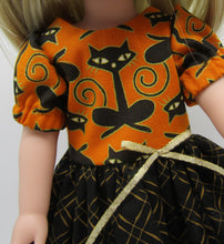 Load image into Gallery viewer, 14" Wellie Wisher Doll Black Cat Dress
