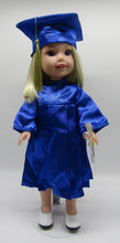 Load image into Gallery viewer, 14&quot; Wellie Wisher Doll Graduation Cap, Gown &amp; Diploma: Blue
