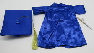 14" Wellie Wisher Doll Graduation Cap, Gown & Diploma: Blue